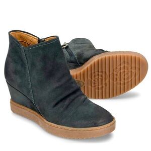Sofft Sir Wedge Bootie Suede Ankle Boot Hunter Green Size 8